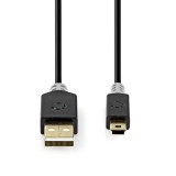 Laidas USB 2.0 - USB 2.0 mini (K-K) 2m gold Nedis